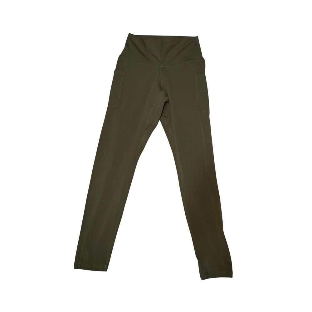 Colorfulkoala High Waisted Leggings Olive Green Small Pockets Gym Athleisure